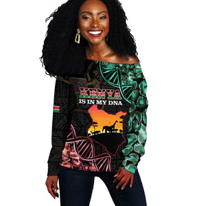 Afro Kenya Off Shoulder Sweater Kenyan Is In My DNA - Jamhuri Day