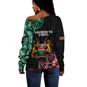 Afro Kenya Off Shoulder Sweater Kenyan Is In My DNA - Jamhuri Day