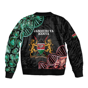 Afro Kenya Sleeve Zip Bomber Jacket Kenyan Is In My DNA - Jamhuri Day