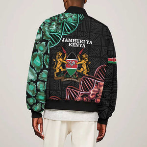 Afro Kenya Sleeve Zip Bomber Jacket Kenyan Is In My DNA - Jamhuri Day