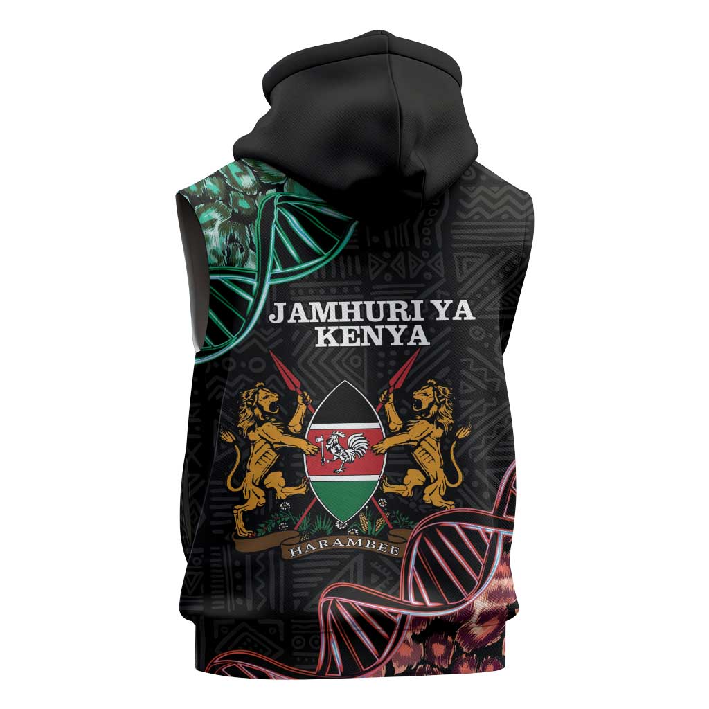 Afro Kenya Sleeveless Zip Hoodie Kenyan Is In My DNA - Jamhuri Day - African Pride