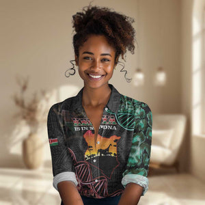 Afro Kenya Women Casual Shirt Kenyan Is In My DNA - Jamhuri Day