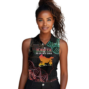 Afro Kenya Women Sleeveless Polo Shirt Kenyan Is In My DNA - Jamhuri Day