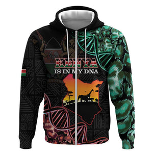 Afro Kenya Zip Hoodie Kenyan Is In My DNA - Jamhuri Day