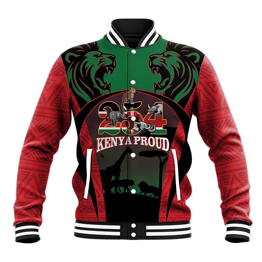 Proud Kenya 254 Baseball Jacket Safari Animals - African Pattern