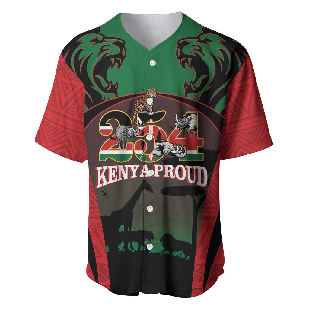 Proud Kenya 254 Baseball Jersey Safari Animals - African Pattern