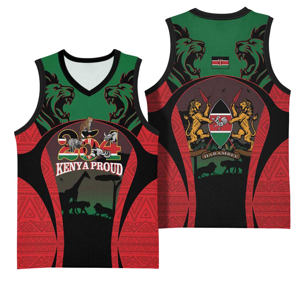 Proud Kenya 254 Basketball Jersey Safari Animals - African Pattern LT14