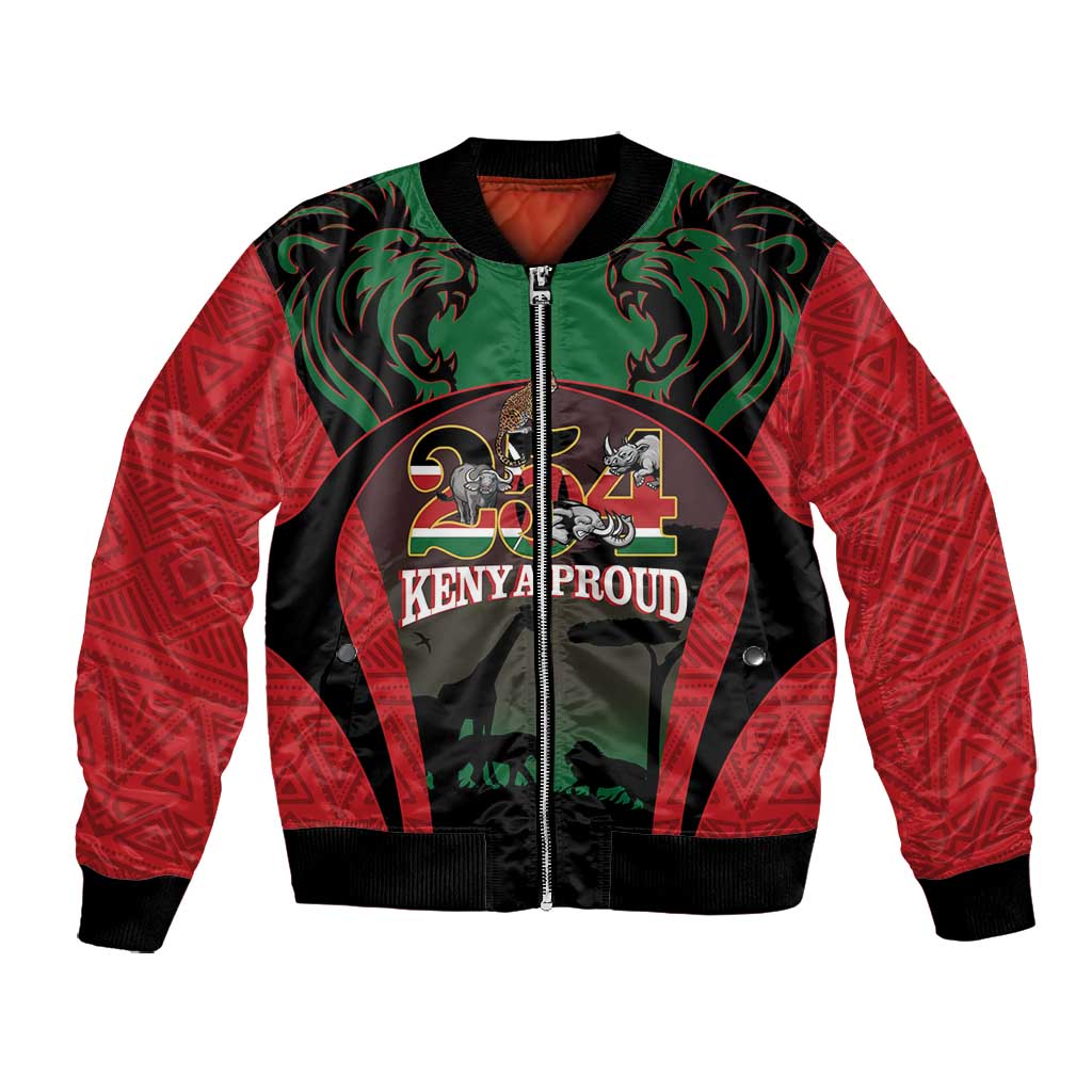 Proud Kenya 254 Bomber Jacket Safari Animals - African Pattern