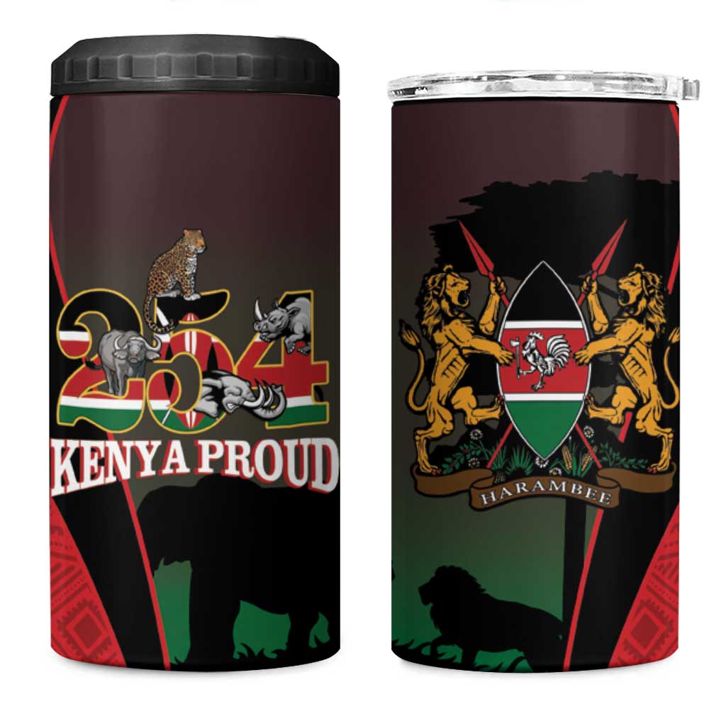 Proud Kenya 254 4 in 1 Can Cooler Tumbler Safari Animals - African Pattern