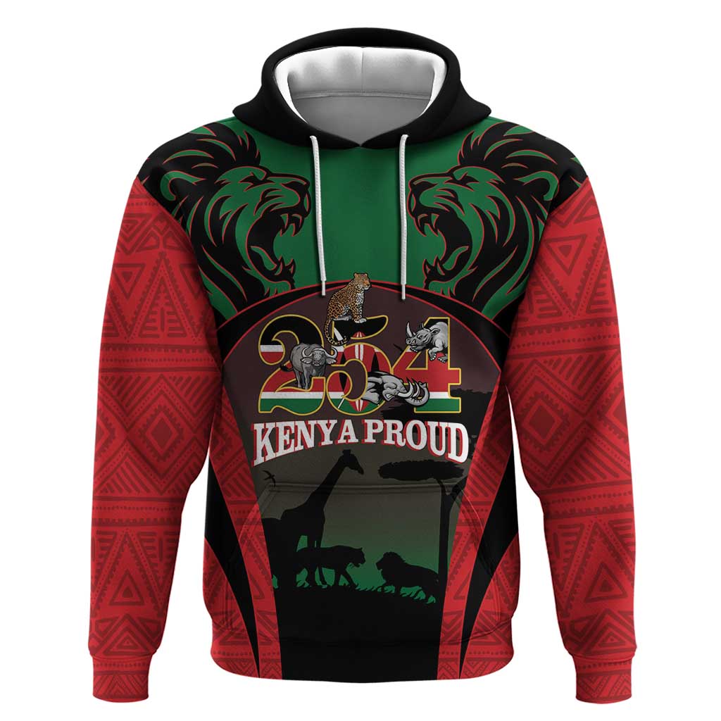 Proud Kenya 254 Hoodie Safari Animals - African Pattern