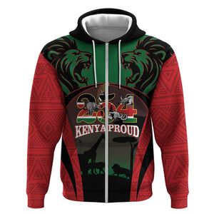 Proud Kenya 254 Hoodie Safari Animals - African Pattern