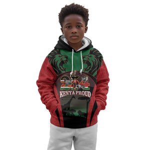 Proud Kenya 254 Kid Hoodie Safari Animals - African Pattern