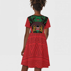 Proud Kenya 254 Kid Short Sleeve Dress Safari Animals - African Pattern