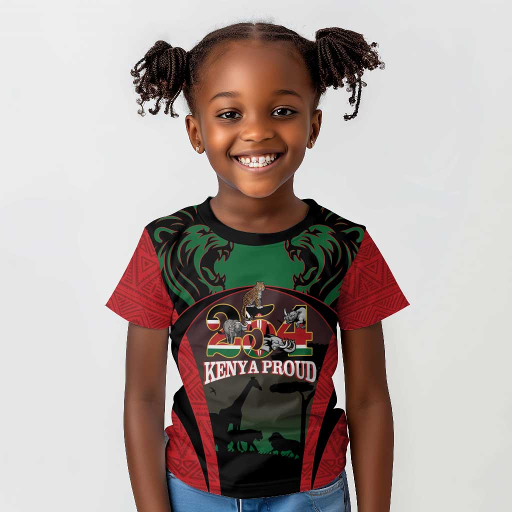 Proud Kenya 254 Kid T shirt Safari Animals - African Pattern