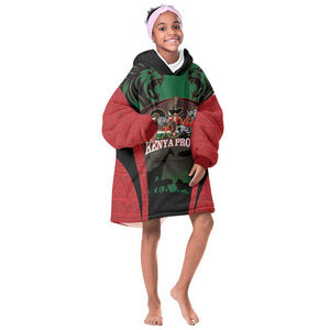 Proud Kenya 254 Kid Wearable Blanket Hoodie Safari Animals - African Pattern