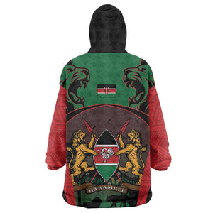 Proud Kenya 254 Kid Wearable Blanket Hoodie Safari Animals - African Pattern