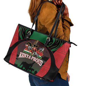 Proud Kenya 254 Leather Tote Bag Safari Animals - African Pattern