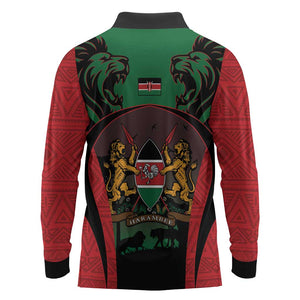 Proud Kenya 254 Long Sleeve Polo Shirt Safari Animals - African Pattern