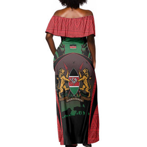 Proud Kenya 254 Off Shoulder Maxi Dress Safari Animals - African Pattern