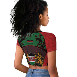 Proud Kenya 254 Raglan Cropped T shirt Safari Animals - African Pattern