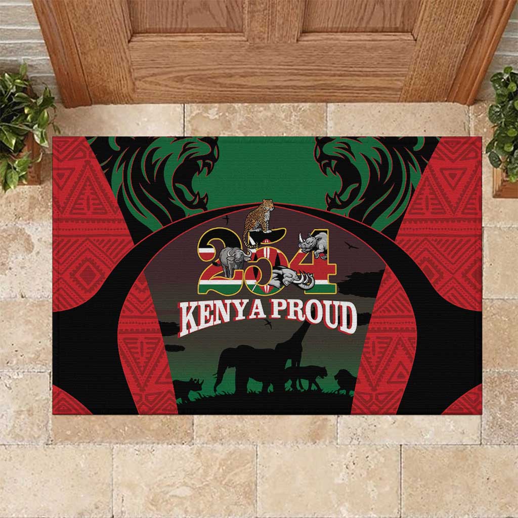 Proud Kenya 254 Rubber Doormat Safari Animals - African Pattern