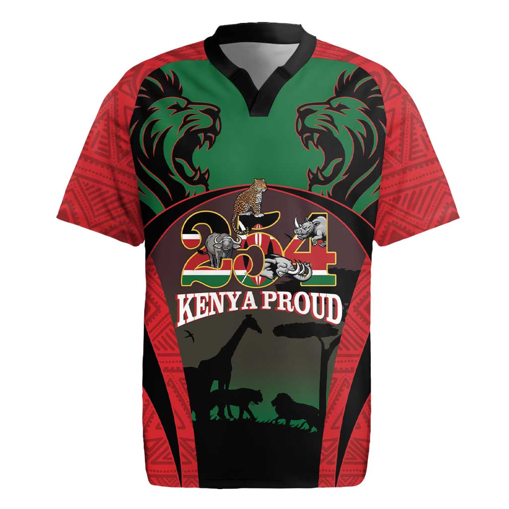 Proud Kenya 254 Rugby Jersey Safari Animals - African Pattern