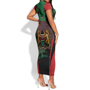 Proud Kenya 254 Short Sleeve Bodycon Dress Safari Animals - African Pattern