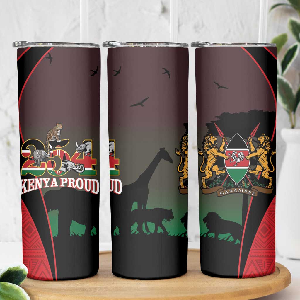 Proud Kenya 254 Skinny Tumbler Safari Animals - African Pattern