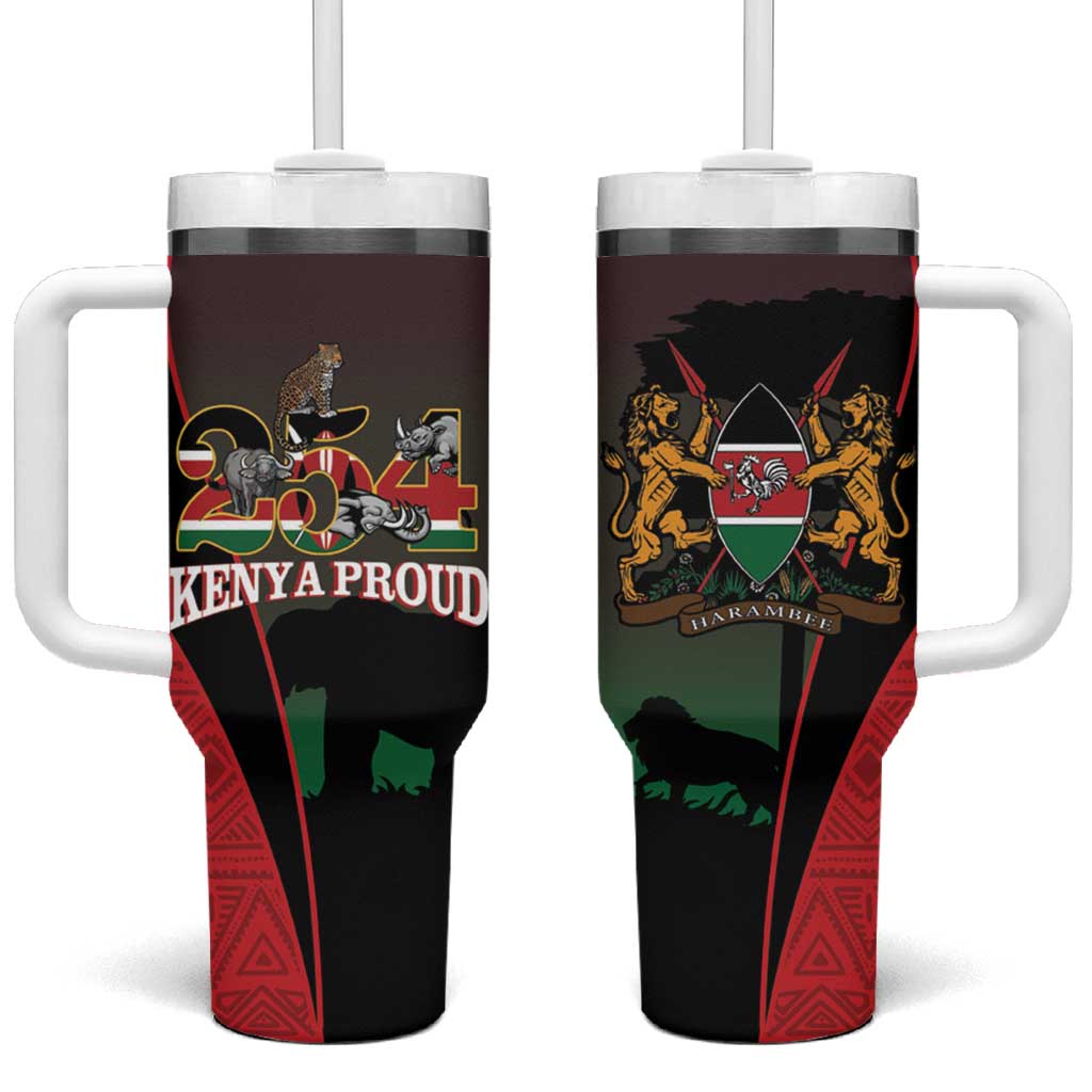 Proud Kenya 254 Tumbler With Handle Safari Animals - African Pattern