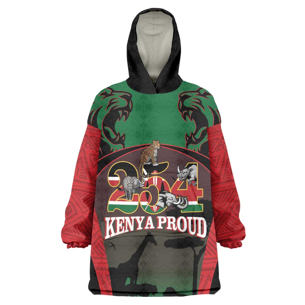 Proud Kenya 254 Wearable Blanket Hoodie Safari Animals - African Pattern