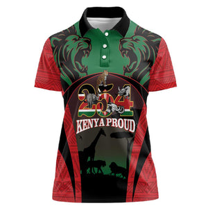 Proud Kenya 254 Women Polo Shirt Safari Animals - African Pattern