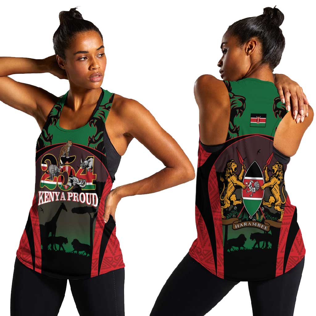 Proud Kenya 254 Women Racerback Tank Safari Animals - African Pattern