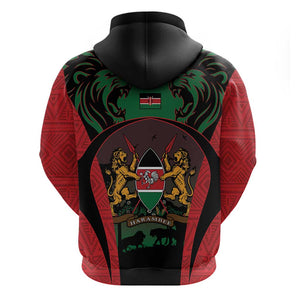 Proud Kenya 254 Zip Hoodie Safari Animals - African Pattern