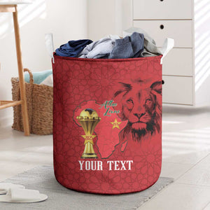 Morocco Football Custom Laundry Basket Atlas Lions Champions African Red Islamic Pattern