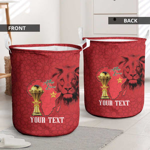 Morocco Football Custom Laundry Basket Atlas Lions Champions African Red Islamic Pattern