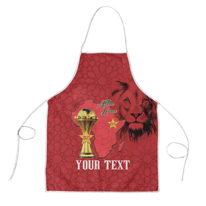 Morocco Football Custom Apron Atlas Lions Champions African Red Islamic Pattern