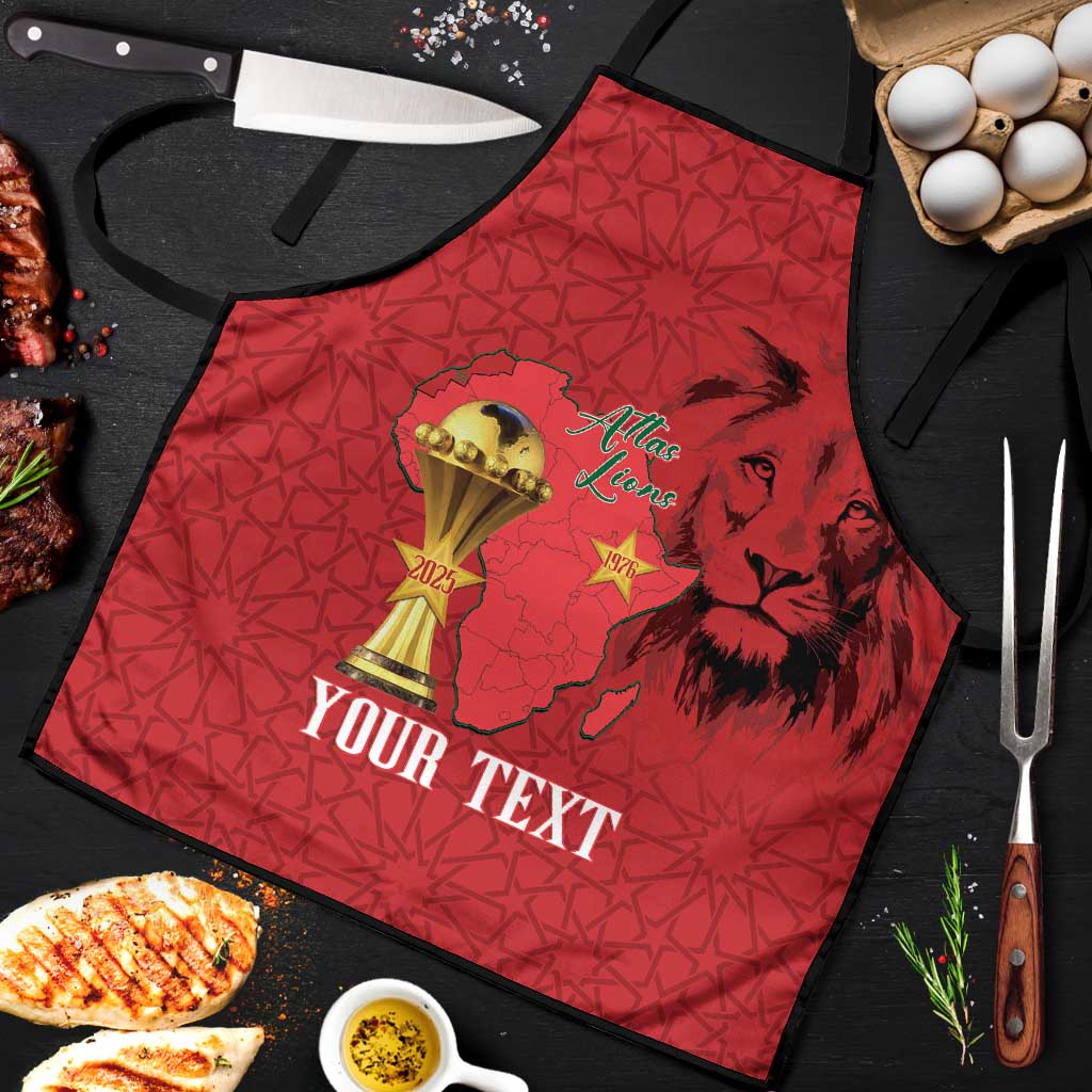 Morocco Football Custom Apron Atlas Lions Champions African Red Islamic Pattern