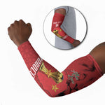 Morocco Football Custom Arm Sleeves Atlas Lions Champions African Red Islamic Pattern
