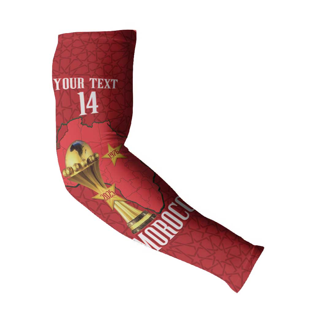 Morocco Football Custom Arm Sleeves Atlas Lions Champions African Red Islamic Pattern