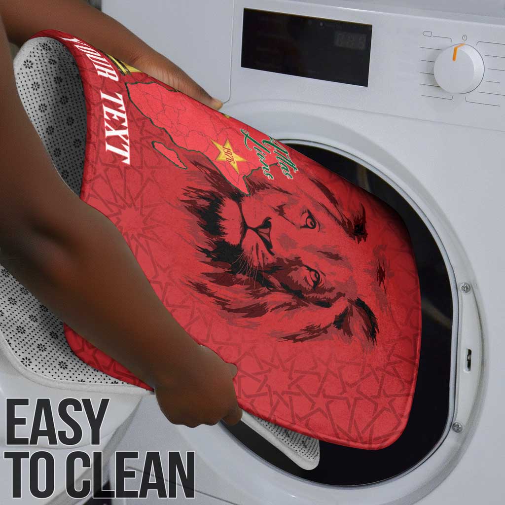 Morocco Football Custom Bathroom Set Atlas Lions Champions African Red Islamic Pattern