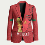 Morocco Football Custom Blazer Atlas Lions Champions African Red Islamic Pattern