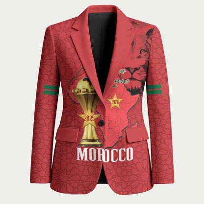 Morocco Football Custom Blazer Atlas Lions Champions African Red Islamic Pattern