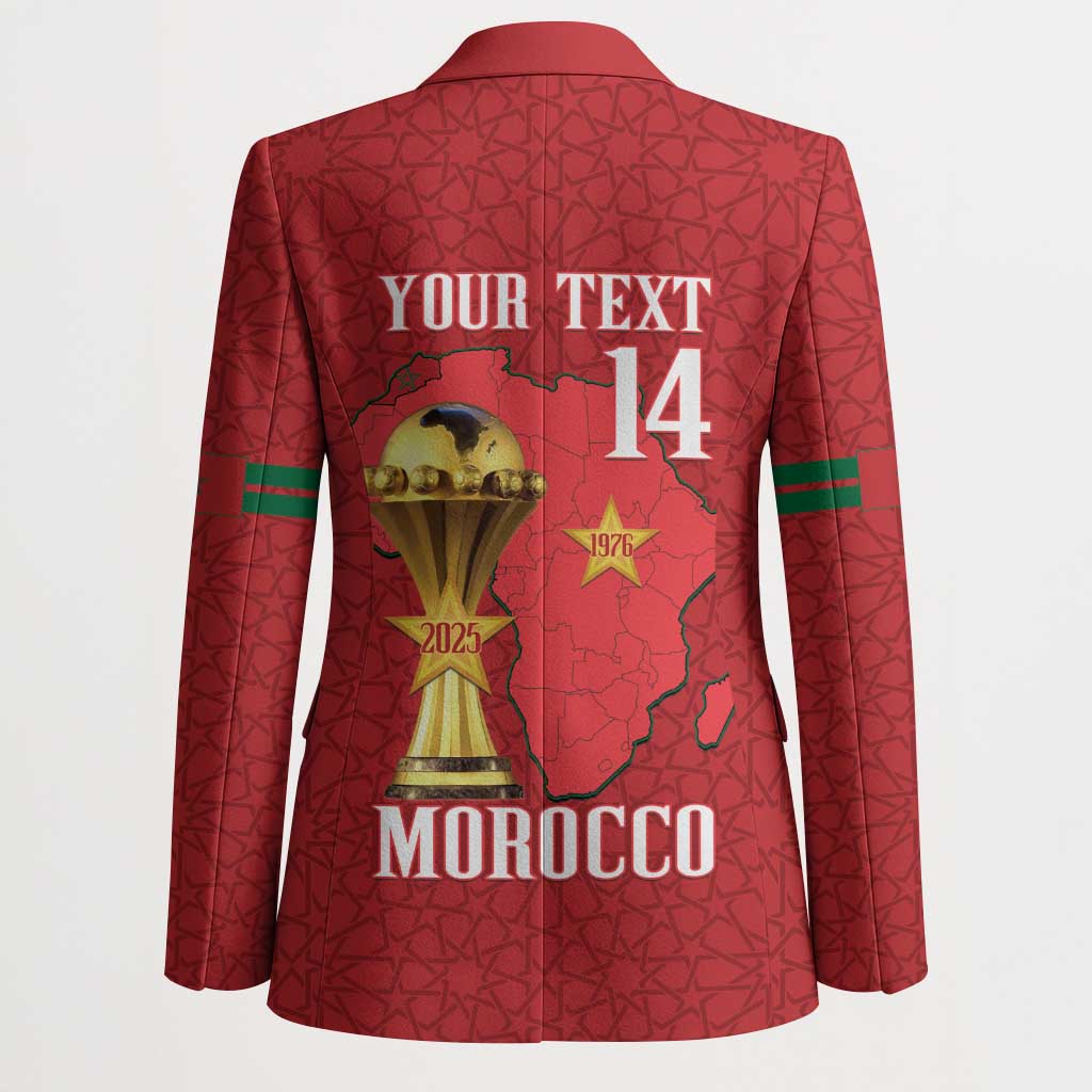 Morocco Football Custom Blazer Atlas Lions Champions African Red Islamic Pattern