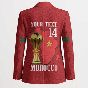 Morocco Football Custom Blazer Atlas Lions Champions African Red Islamic Pattern