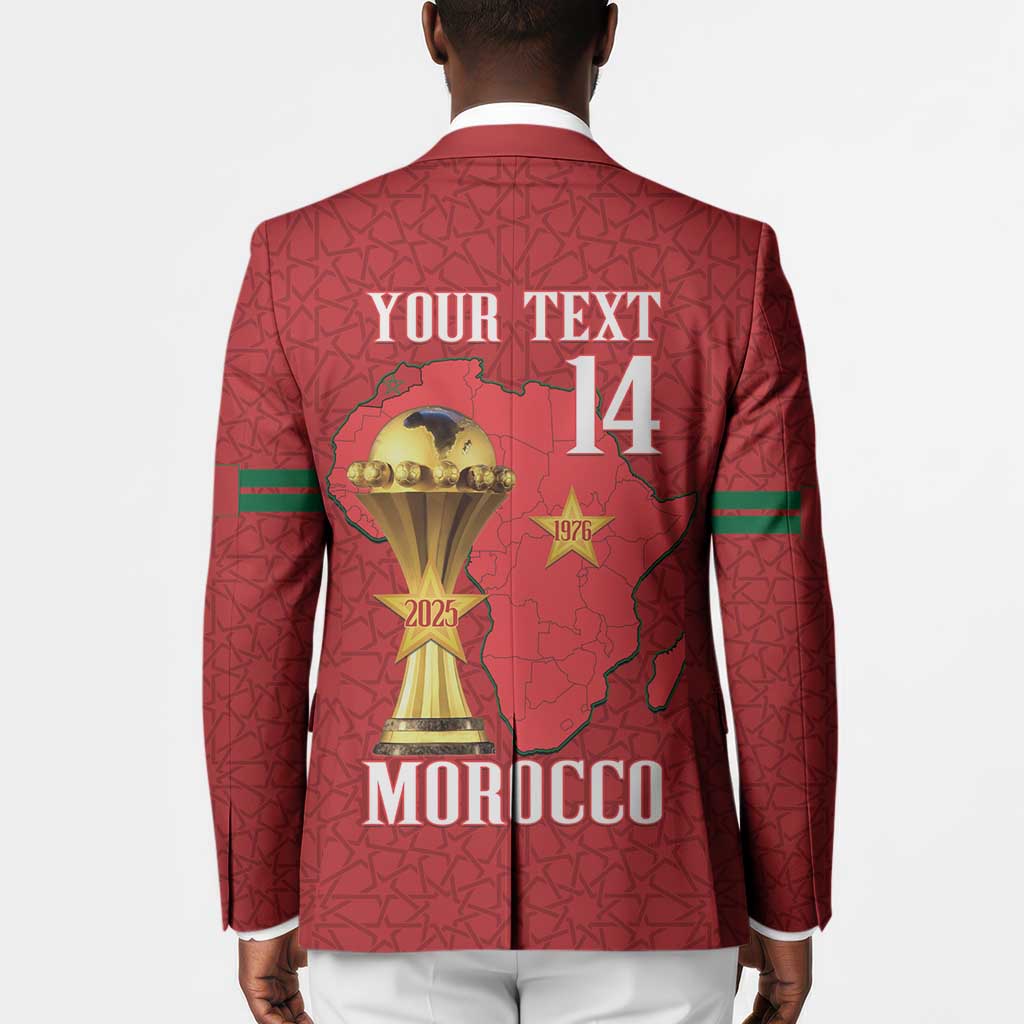 Morocco Football Custom Blazer Atlas Lions Champions African Red Islamic Pattern
