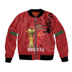 Morocco Football Custom Bomber Jacket Atlas Lions Champions African Red Islamic Pattern
