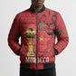 Morocco Football Custom Bomber Puffer Jacket Atlas Lions Champions African Red Islamic Pattern