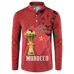 Morocco Football Custom Button Sweatshirt Atlas Lions Champions African Red Islamic Pattern