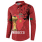 Morocco Football Custom Button Sweatshirt Atlas Lions Champions African Red Islamic Pattern