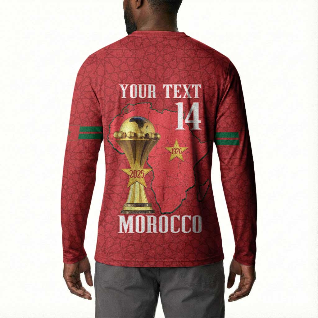 Morocco Football Custom Button Sweatshirt Atlas Lions Champions African Red Islamic Pattern